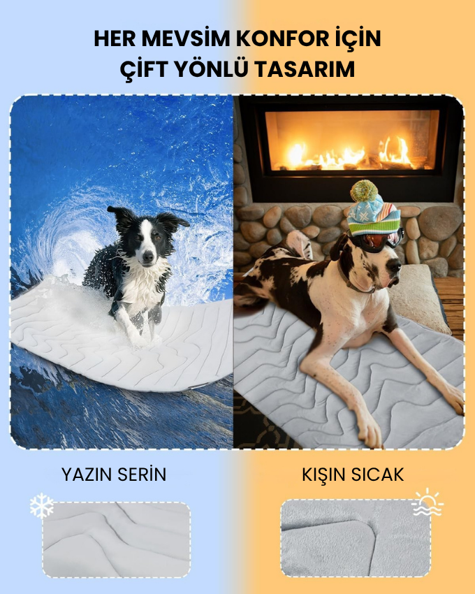 ChilloPaw™ Soğutucu Yatak – Çift Taraflı Konfor, Her Mevsim Rahatlık